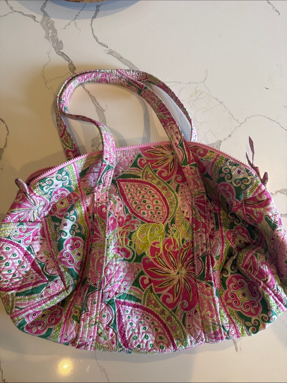 Vera Bradley Pink Paisley Quilted Tote Bag - Floral Pattern MGM